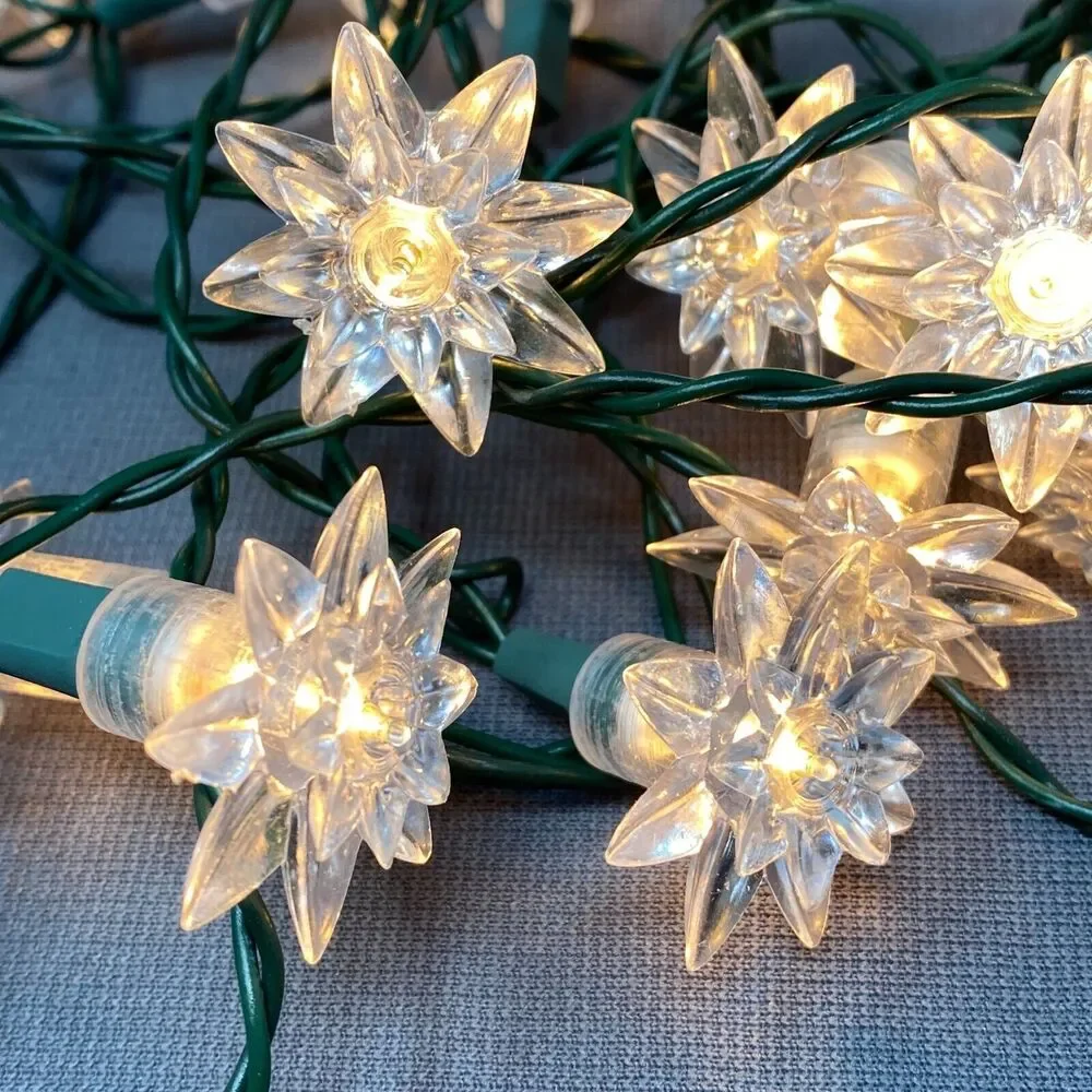Hofert's Water Lily Flower String Lights 20 Light Set VTG Christmas Patio Decor